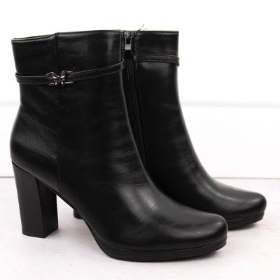 16. Damen-Stiefeletten mit Blockabsatz, gefüttert, schwarz, M.Daszyński AF125-22