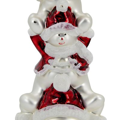 3. Gläserner Christbaumspitzen-Aufsatz 3 Schneemänner 28 cm