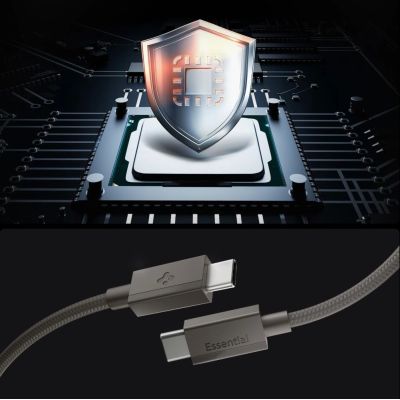4. Spigen Essential EB6015CC USB-C-Kabel 60 W 150 cm – Dunkelgrau