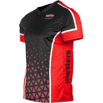 2. MASTERS "COMBAT JUNIOR" Pointfighting-Shirt mit V-Ausschnitt, schwarz und rot (WAKO-ZERTIFIZIERT)