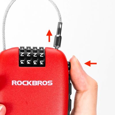 4. Rockbros 32420981001 Fahrradschloss mit einziehbarem Kabel – Rot