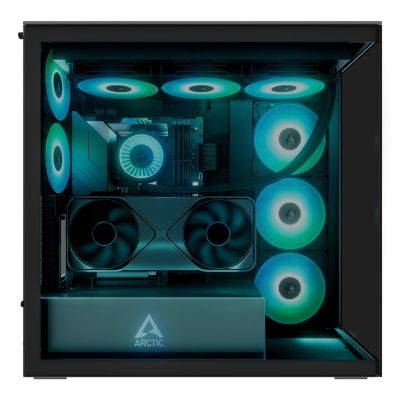 11. Arctic Xtender Schwarz Gehäuse mit Fenster und GPU-Halterung