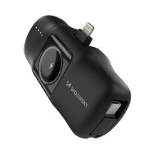 Wozinsky WF16-YLS 5000 mAh 15 W Lightning Mini-Powerbank mit integriertem USB-C-Kabel und Apple Watch Ladegerät – Schwarz