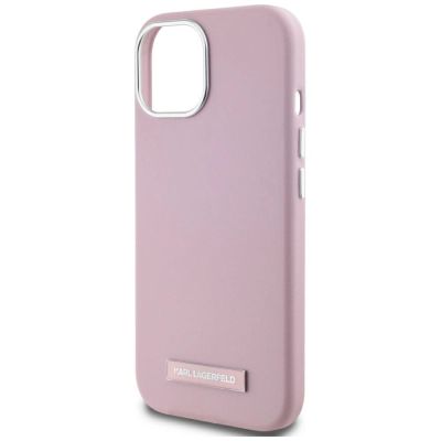 6. Karl Lagerfeld FW Metal Plate MagSafe iPhone 15 Hülle - Rosa