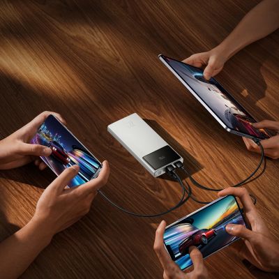 7. Baseus Star-Lord 10000mAh 22,5W Powerbank mit Digitalanzeige und 30cm USB-C 3A Kabel – Weiß