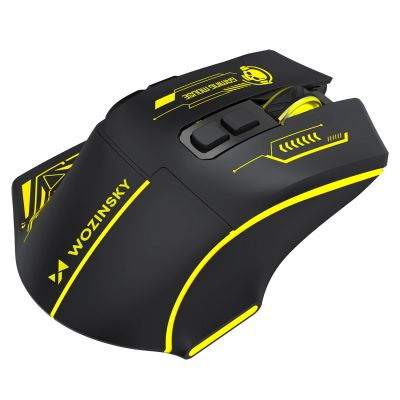 7. Wozinsky WMGB-1181 Kabellose optische Gaming-Maus 3200 DPI mit integriertem Akku und Hintergrundbeleuchtung – Schwarz und Gelb