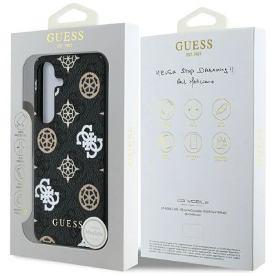 8. Guess 4G bedrucktes farbiges Pfingstrosenmuster MagSafe-Hülle für Samsung Galaxy S25 schwarz