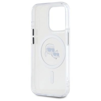 7. Karl Lagerfeld IML Metal Karl&Choupette Head MagSafe iPhone 15 Pro Hülle - Weiß