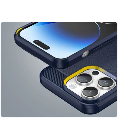 6. Carbon Case iPhone 14 Pro flexible Gel-Rückseite blau