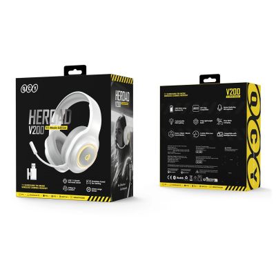 9. QCY Heroad V200 Tri-Mode Gaming-Kopfhörer mit 7.1-Sound, 240 Stunden Akkulaufzeit und abnehmbarem Mikrofon – Weiß