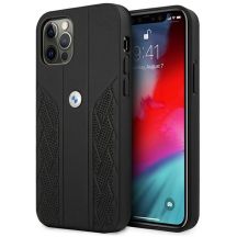 BMW Leather Curve Perforate Case für iPhone 12 Pro Max – Schwarz