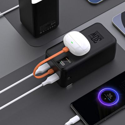 5. Powerbank Wozinsky W8-B 50000mAh 30W 2xUSB-A und 2xUSB-C und USB Micro mit Taschenlampe - schwarz