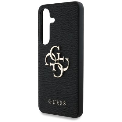 6. Guess Grained Big 4G Logo Small Classic Logo Hülle für Samsung Galaxy S25 Plus schwarz