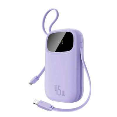 2. Baseus EnerFill FC31 20000mAh 45W Powerbank mit Display, USB-C- und Lightning Kabeln – Lila