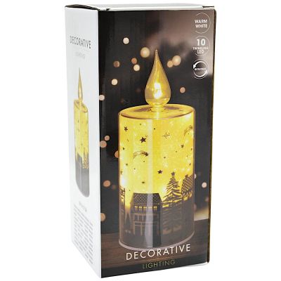 5. Dekorative Glaskerze, warmweißes LED-Licht, 21 cm