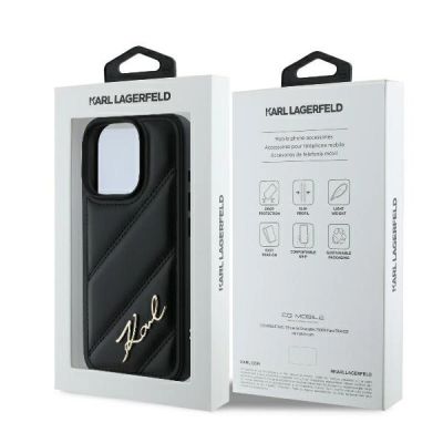 7. Karl Lagerfeld Quilted Signature Hülle für iPhone 16 Pro Max – Schwarz