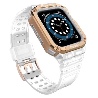 Protect Strap Band für Apple Watch 38/40/41mm Panzergehäuse Armband - Transparent, Roségold