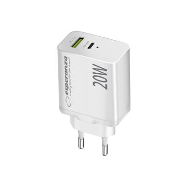 4. ESPERANZA NETZLADEGERÄT 20 W USB-C PD 20 W / USB-A QC 3.0 18 W WEISS EZC105W