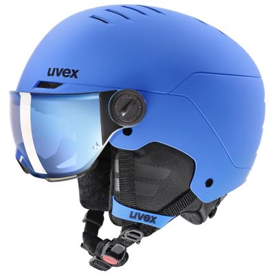 Kinder-Skihelm UVEX Rocket jr. Visor blau matt