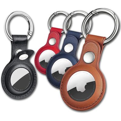 3. Apple AirTag PU Lederhülle - Schwarz, Braun, Rot, Blau - 4 Stück