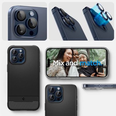 9. Spigen Optik.tR EZ Fit Kameraschutz für iPhone 14 Pro / Pro Max / 15 Pro / Pro Max - Titanblau 2 Stk.