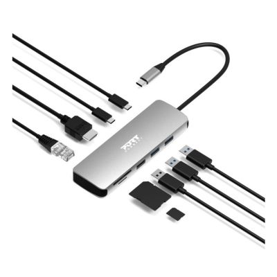 7. Port Designs 900164 Dockingstation, kabelgebunden, USB 3.2 Gen 1 (3.1 Gen 1), Typ-C, Edelstahl