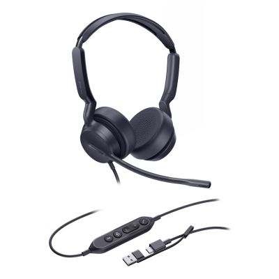 2. Yealink UH42 Dual Teams USB-C/A Headset mit Kabel und Kopfbügel für Anrufe und Musik, USB Typ-C / USB Typ-A, Schwarz
