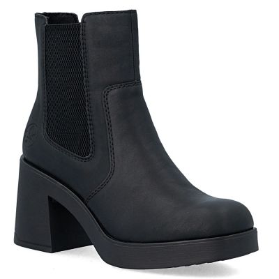 8. Damen-Chelsea-Boots mit Blockabsatz, gefüttert, schwarz, Rieker 58081-00