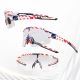 5. Rockbros Radsportbrille Photochrom mit UV-Schutz und Korrektureinsatz 14120008002 - USA Pattern - Weiß