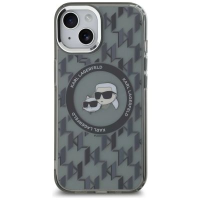3. Karl Lagerfeld IML Monogram Karl & Choupette Head MagSafe Hülle für iPhone 15 Plus – Schwarz