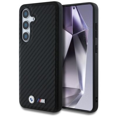 BMW Leder Carbon MagSafe Case für Samsung Galaxy S25 - Schwarz