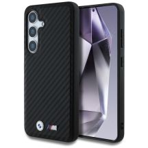 BMW Leder Carbon MagSafe Case für Samsung Galaxy S25 - Schwarz