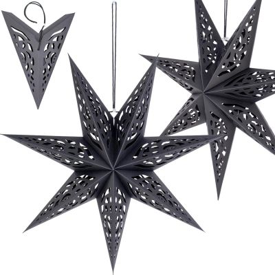 Papierdekorationsstern 50 cm, 7 Arme, schwarz