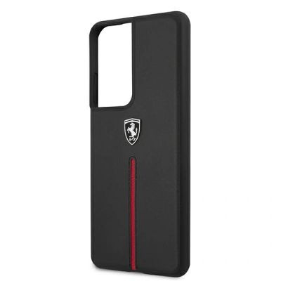 6. Ferrari FEOSIHCS21LBK S21 Ultra G998 czarny/black hardcase Off Track Leather Nylon Stripe
