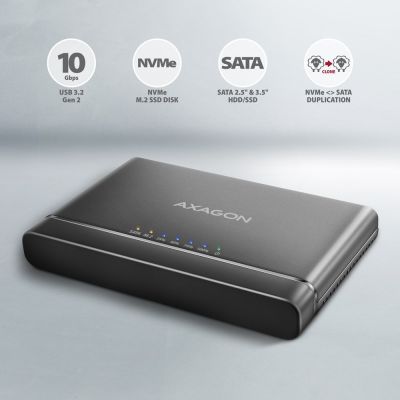 2. Axagon ADSA-CC USB-C 10 Gbit/s – NVMe M.2 SSD & SATA 2,5/3,5 SSD/HDD CLONE MASTER 2 – Digital/Daten – NVMe USB 3.2 Gen 2 (3.1 Gen 2) Typ-C Schwarz