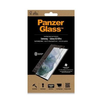 6. PanzerGlass E2E Microfracture antibakterielles Glas für Samsung Galaxy S22 Ultra – mit schwarzem Rahmen