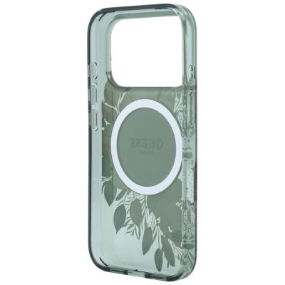 6. Guess IML Flowers Pearl Strap MagSafe Hülle für iPhone 18 Pro Max / 17 Pro Max – grün