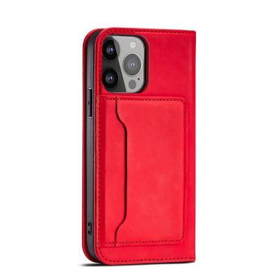 5. Magnetkartenhülle für iPhone 13 Pro Max Tasche Kartenetui Kartenhalter Rot
