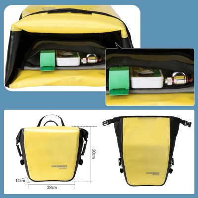 2. Rockbros AS-003-1Y wasserdichte Fahrradtasche mit Schultergurt, Vorder-/Hinterradbefestigung, 10–14 l – gelb