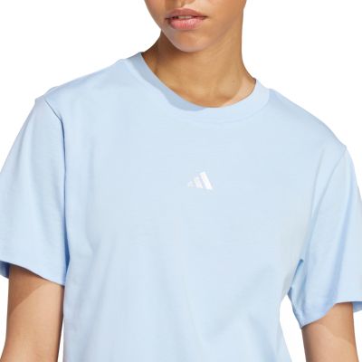 5. adidas Essentials Damen-T-Shirt mit kleinem Logo, Hellblau, JY4962
