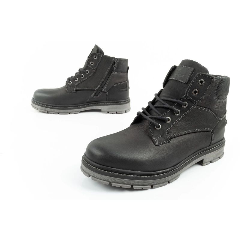 8. Wrangler Allan Mid Herrenstiefel Chelsea Boots Elegantes Leder Schwarz