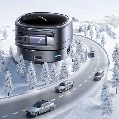 11. Baseus PrimeTrip VR1 60W USB-A/USB-C-Autoladegerät mit einziehbarem USB-C-Kabel – Schwarz