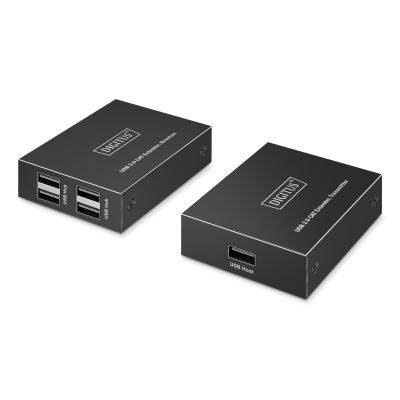 9. Verlängerungskabel (Extender) über verdrilltes Paar Cat.6 USB 2.0 bis zu 150 m, 4x USB-A bis zu 480 Mbit/s, 1x RJ45 (Gigabit Ethernet) - Set (Empfänger/Sender)