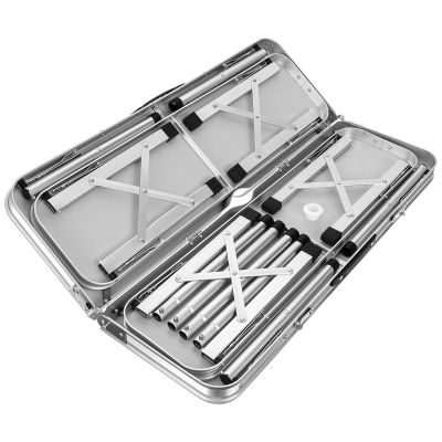 10. Klappbarer Campingtisch 90x60x70cm und 2 Bänke 87x23x39cm Grün