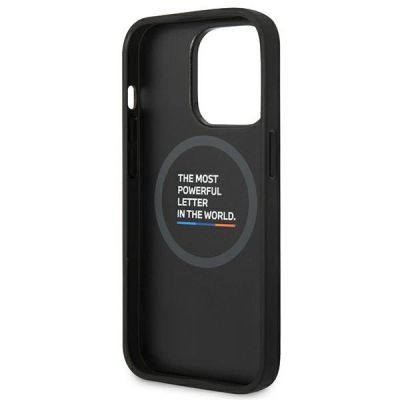 7. Hülle BMW BMHMP14X22PTDK iPhone 14 Pro Max 6,7 "schwarz / schwarz Leder Stamp Tricolor Magsafe