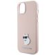 6. Karl Lagerfeld Silikon Choupette Metall Pin Hülle für iPhone 15 Plus / 14 Plus – Rosa