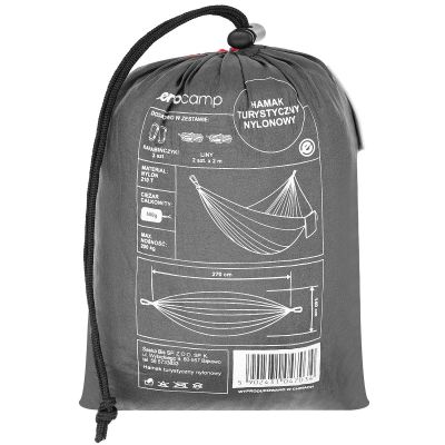 8. Touristen-Hängematte für 2 Personen, 270 x 140 cm, schwarz und rot