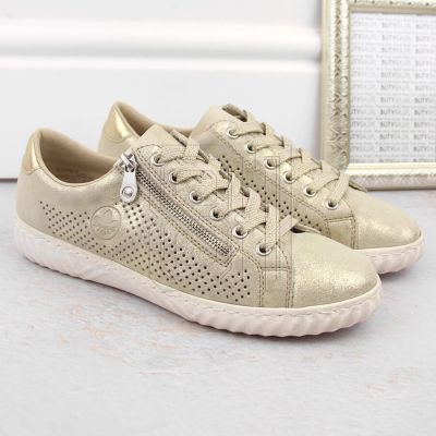 6. Rieker W RKR694 bequeme Lederschuhe, beige