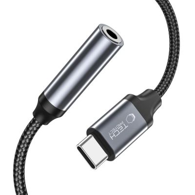 4. Tech-Protect UltraBoost USB-C / 3,5-mm-Miniklinken-Adapter – Schwarz