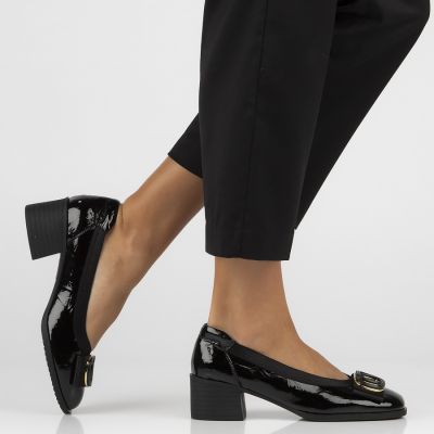 8. Schwarze Lacklederpumps mit Blockabsatz, Modell Filippo DP6960